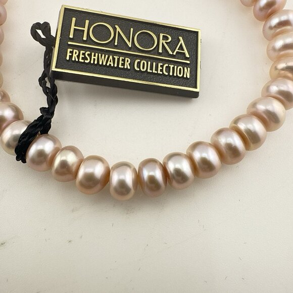 Honora Pearl Bracelet Stretch Set of 2 Pearls Blush Pink Pastel Stack Stackable - Picture 3 of 8